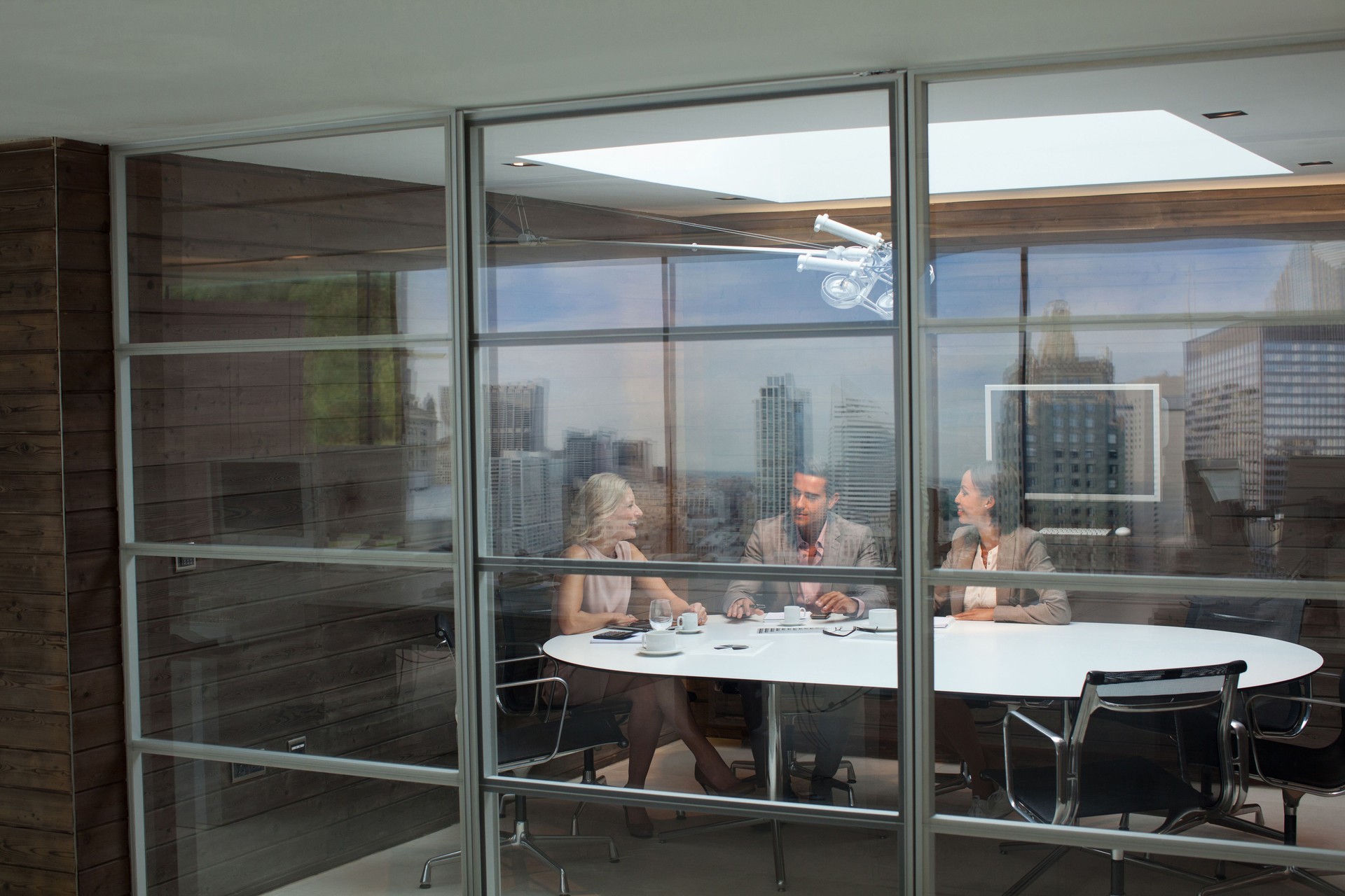 Businesspeople talking in meeting